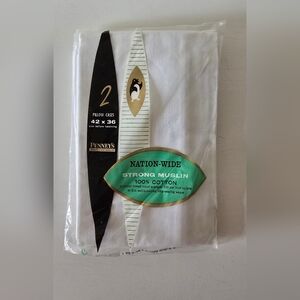 Vintage Penney’s Nation-Wide Muslin Pillowcases 100% Cotton Set of 2